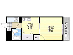グリーンヒル2 1DKの間取図画像