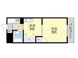 グリーンヒル2 1DKの間取図画像