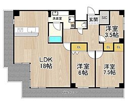 ロイヤル南茨木 3LDKの間取図画像