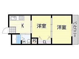 第五マンション 2Kの間取図画像