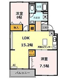 アリュールkokubo 2LDKの間取図画像