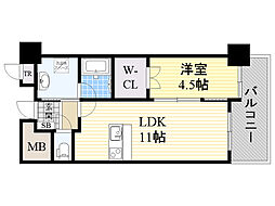 ヴェルドゥール南茨木 1LDKの間取図画像