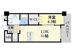 ヴェルドゥール南茨木 1LDKの間取図画像
