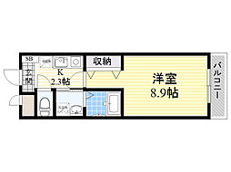 ジュネス・ブランドール 1Kの間取図画像