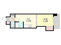アークヒルズ上新庄 1DKの間取図画像