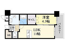 ヴェルドゥール南茨木 1LDKの間取図画像