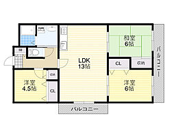 ツインフィールド壱番館 3LDKの間取図画像