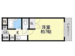 marry茨木 1Kの間取図画像