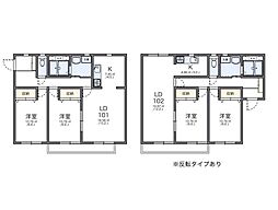 レオパレスイルリビエル 2LDKの間取図画像