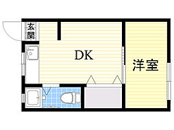 関山ビル 1DKの間取図画像
