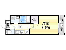 フジパレス吹田ノース 1Kの間取図画像