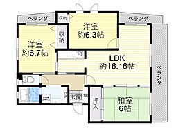 ラ・ヴェール茨木 3LDKの間取図画像