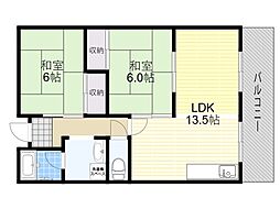 ハイツサニーサイド 2LDKの間取図画像