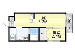 リアコート関大前II 1LDKの間取図画像