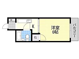サンハイツ茨木 1Kの間取図画像