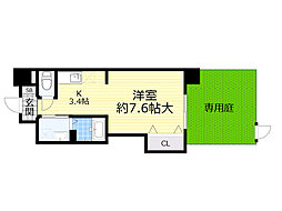 サウスアルカディア ワンルームの間取図画像