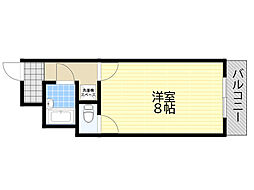 第二エバーハイツ 1Kの間取図画像