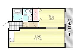 ミスター上新庄 1LDKの間取図画像