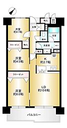 朝日プラザCITYウエストヒル神戸B棟 3LDKの間取図画像