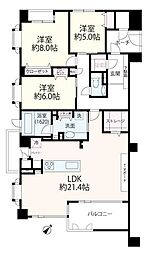 イトーピア御影山手坂山手東館 3LDKの間取図画像