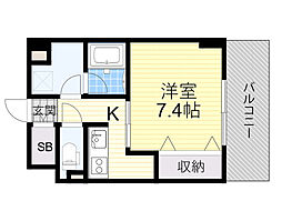 阪急宝塚本線 十三駅 徒歩5分の賃貸マンション 8階1Kの間取り