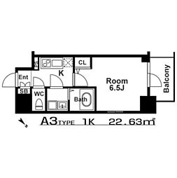 JR東海道・山陽本線 塚本駅 徒歩9分の賃貸マンション 4階1Kの間取り