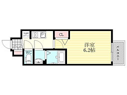 阪急宝塚本線 三国駅 徒歩8分の賃貸マンション 10階1Kの間取り
