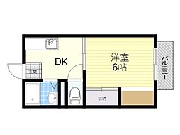 アーバンハイツ白島C棟 1DKの間取図画像