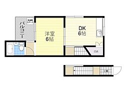 ウッディハイツ高田 1DKの間取図画像