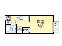 ジュネス阪本 ワンルームの間取図画像