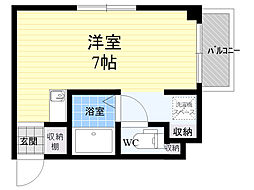 エバンスビル 1Kの間取図画像