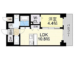 スプランディッド新大阪VIII 1LDKの間取図画像
