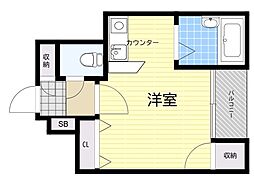 サンキャッスル十三 1Kの間取図画像