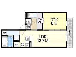 GardenHeights 1LDKの間取図画像