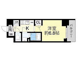 プレサンス塚本グランゲート 1Kの間取図画像