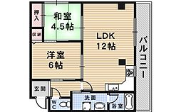 スカイホーム瀬川 2LDKの間取図画像