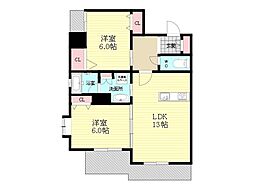 クリスタルエグゼ十三 2LDKの間取図画像