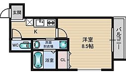 フジパレス三津屋5番館 1Kの間取図画像