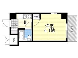 デ・リード塚本 1Kの間取図画像