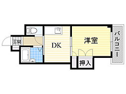第2東三国グランドハイツ北 1DKの間取図画像
