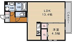 グランソシエ 1LDKの間取図画像