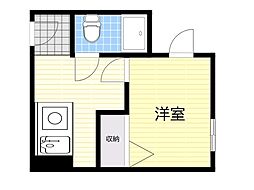 六龍苑岡町 1Kの間取図画像