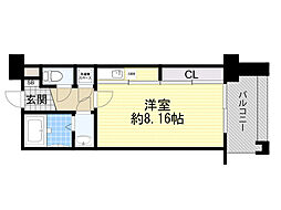 フォレステージュ江坂公園 ワンルームの間取図画像