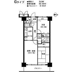 グランフォルク豊中 2LDKの間取図画像
