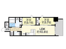リビオメゾン新大阪 2LDKの間取図画像