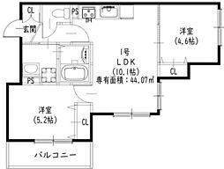 クリエオーレ住吉 2LDKの間取図画像