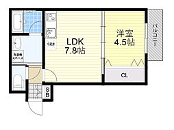 JR東海道・山陽本線 JR総持寺駅 徒歩8分の賃貸アパート 1階1LDKの間取り