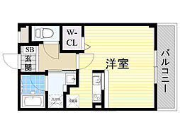 阪急千里線 関大前駅 徒歩14分の賃貸マンション 1階ワンルームの間取り