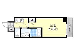 阪急京都本線 正雀駅 徒歩4分の賃貸マンション 7階1Kの間取り