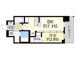 阪急京都本線 崇禅寺駅 徒歩6分の賃貸マンション 2階1DKの間取り